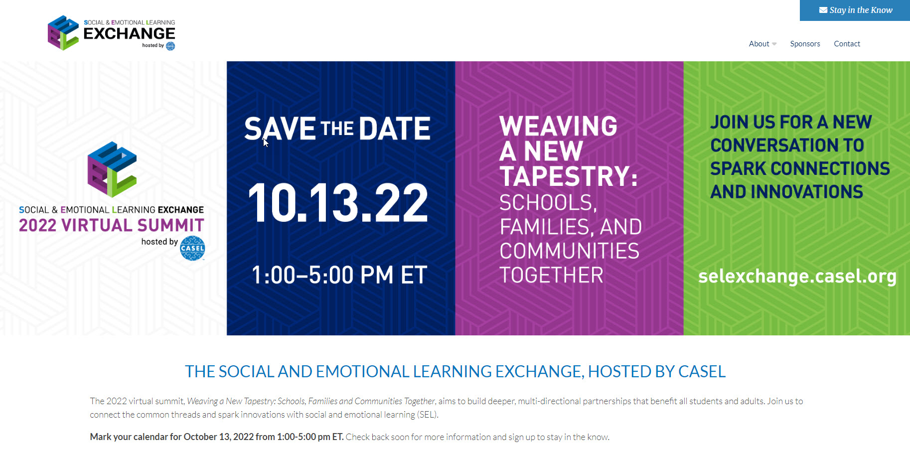 Social and Emotional Learning Exchange Website Screenshot