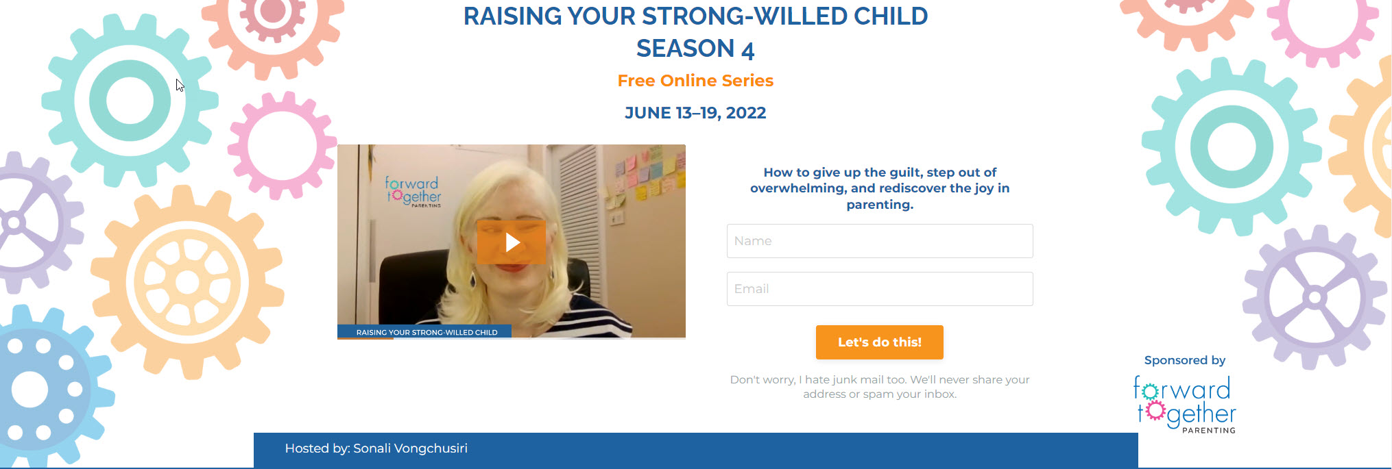 Image of the Registration Page for Raising Your Strong Willed Child Season 4